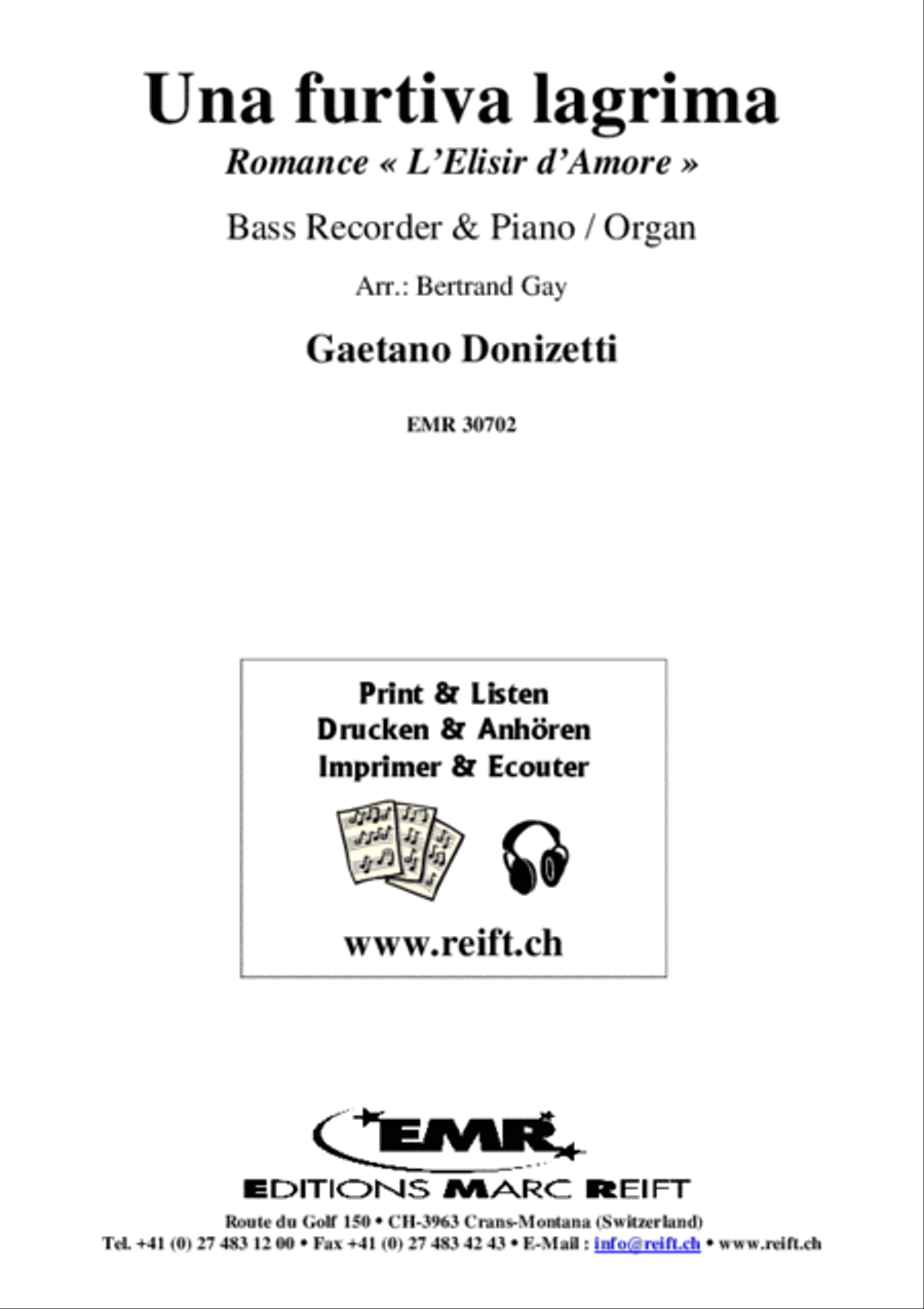 Una furtiva lagrima Bass Recorder scores gallery preview page 2