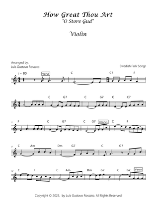 Book cover for How Great Thou Art (O Store Gud) - Violin and piano- Key of C