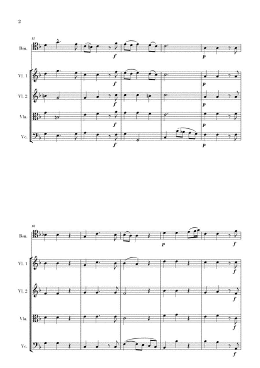 Haendel - Lascia ch’io pianga (for Bassoon and String Quartet) Chamber Orchestra scores gallery preview page 2