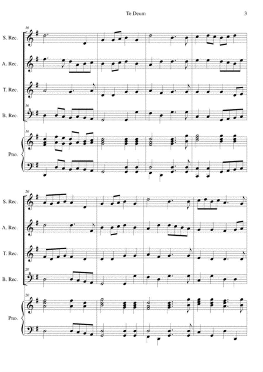 Te Deum Easy Version Te Deum Easy Version Bass Recorder scores gallery preview page 3