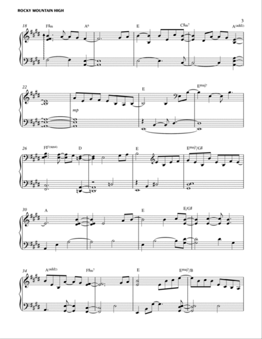 Rocky Mountain High Piano Solo scores gallery preview page 3
