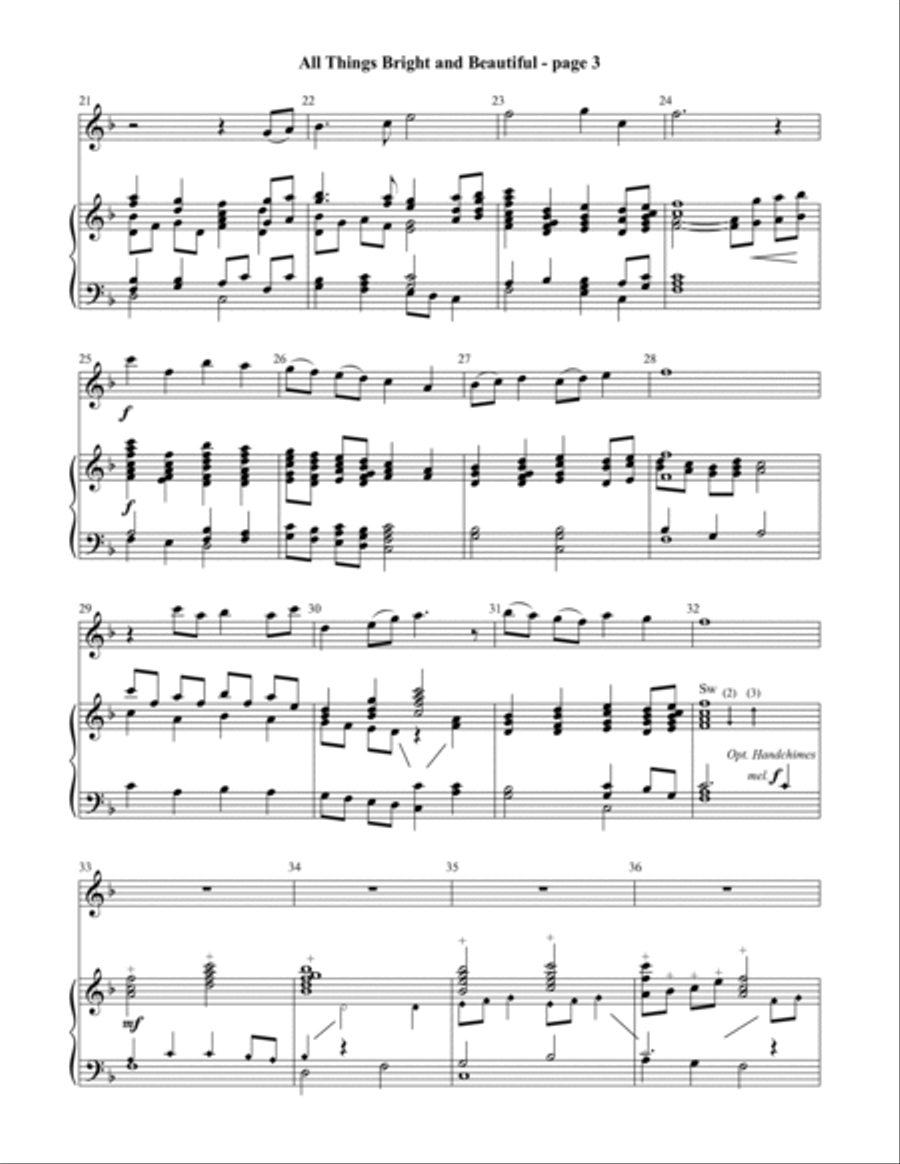 All Things Bright and Beautiful (Director's Score) Handbell Choir scores gallery preview page 4