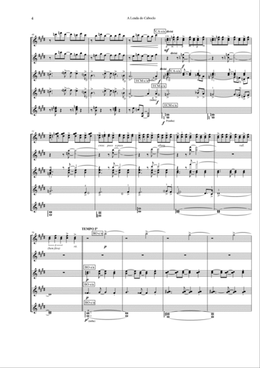 A lenda do Caboclo Guitar Ensemble scores gallery preview page 4