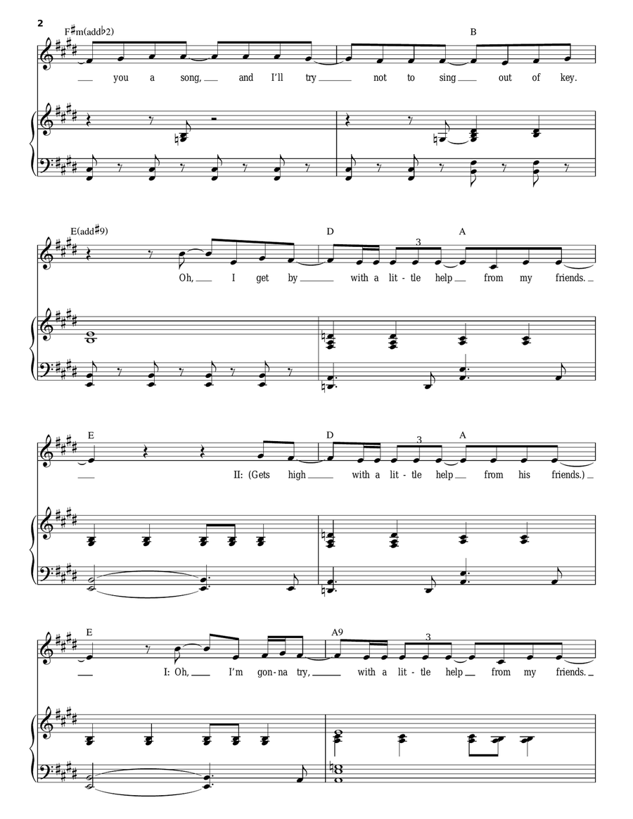 With A Little Help From My Friends (from Across The Universe) Piano, Vocal scores gallery preview page 2