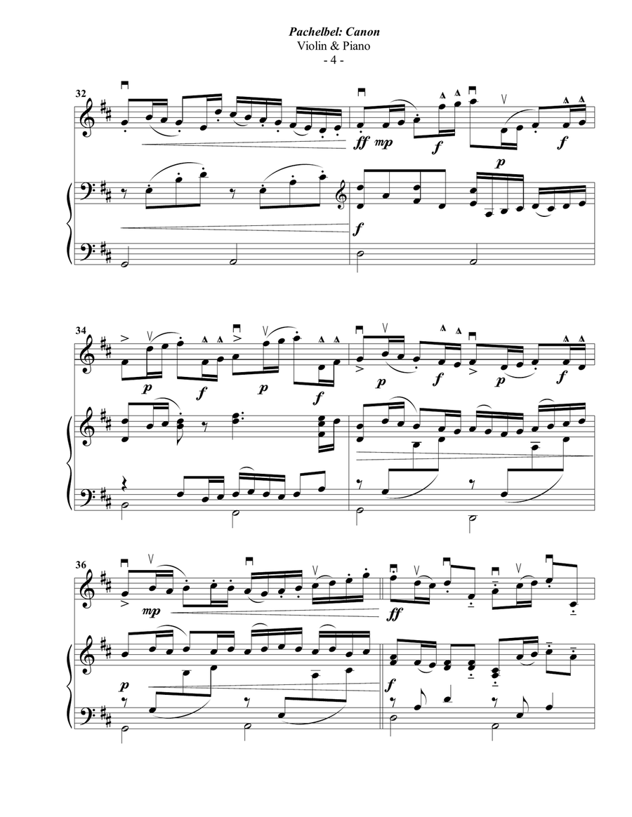 Pachelbel: Canon for Violin & Piano Violin Solo scores gallery preview page 4