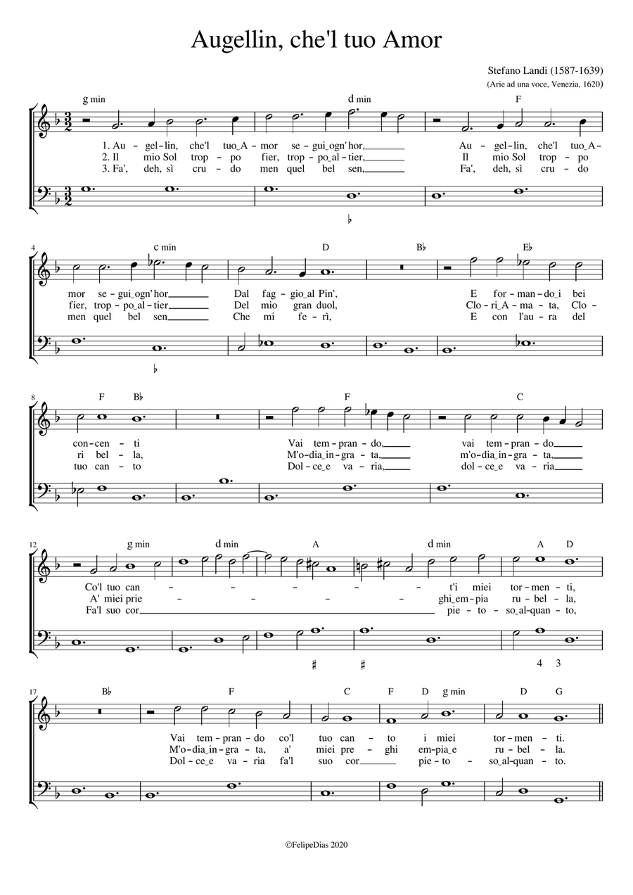 Augellin che'l tuo Amor Augellin che'l tuo Amor Voice Solo scores gallery preview page 1