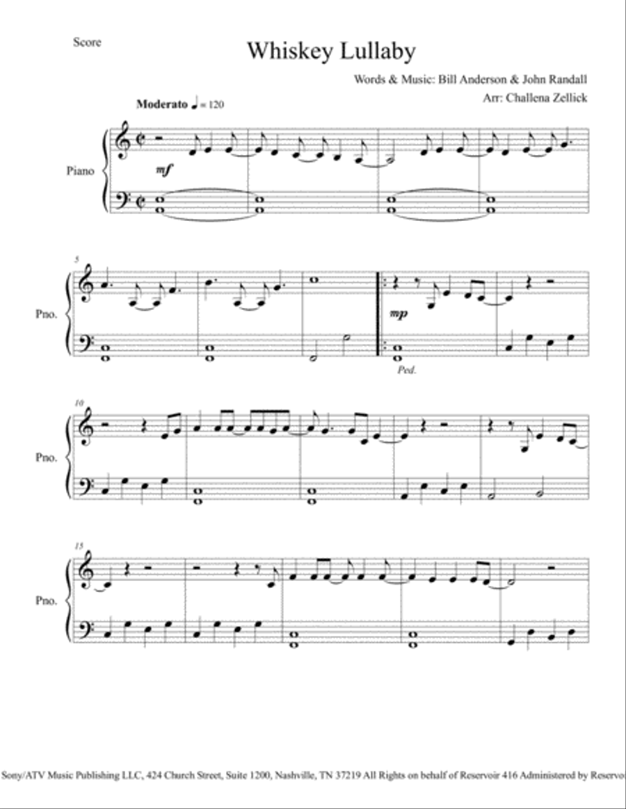 Whiskey Lullaby Easy Piano scores gallery preview page 2
