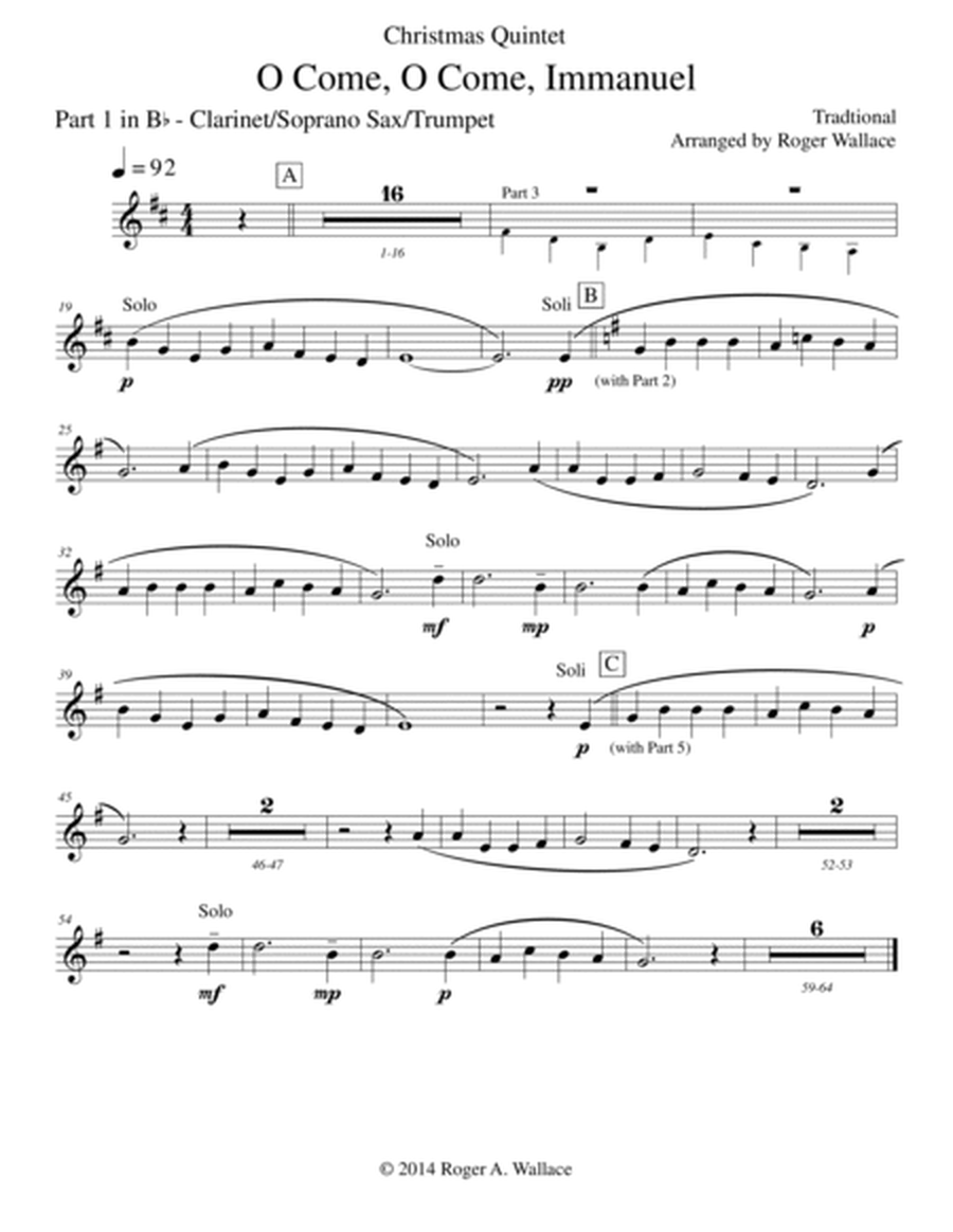 O Come, O Come, Immanuel (Emmanuel) - Sax Quintet image number null