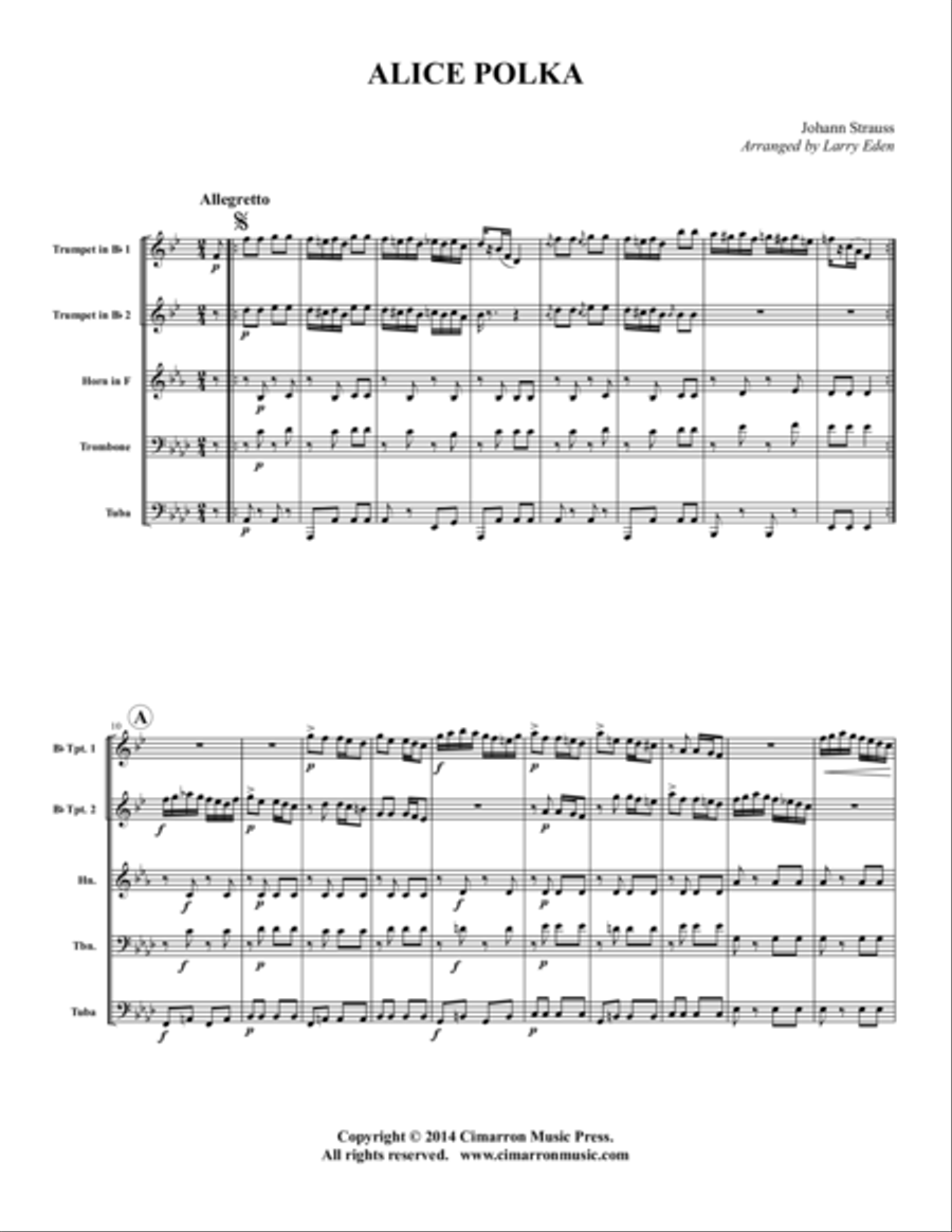 Alice Polka Brass Quintet scores gallery preview page 1