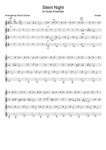 Silent Night - arranged for guitar ensemble image number null
