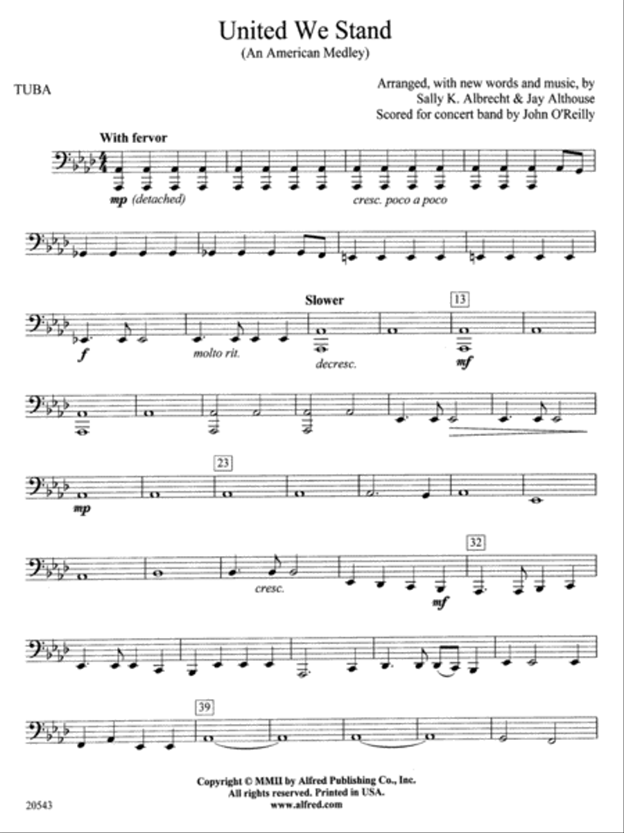 United We Stand (An American Medley): Tuba Concert Band scores gallery preview page 1