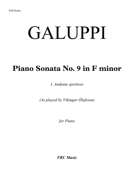Galuppi: Piano Sonata No. 9 in F Minor: I. Andante spiritoso (As played by Víkingur Ólafsson) image number null