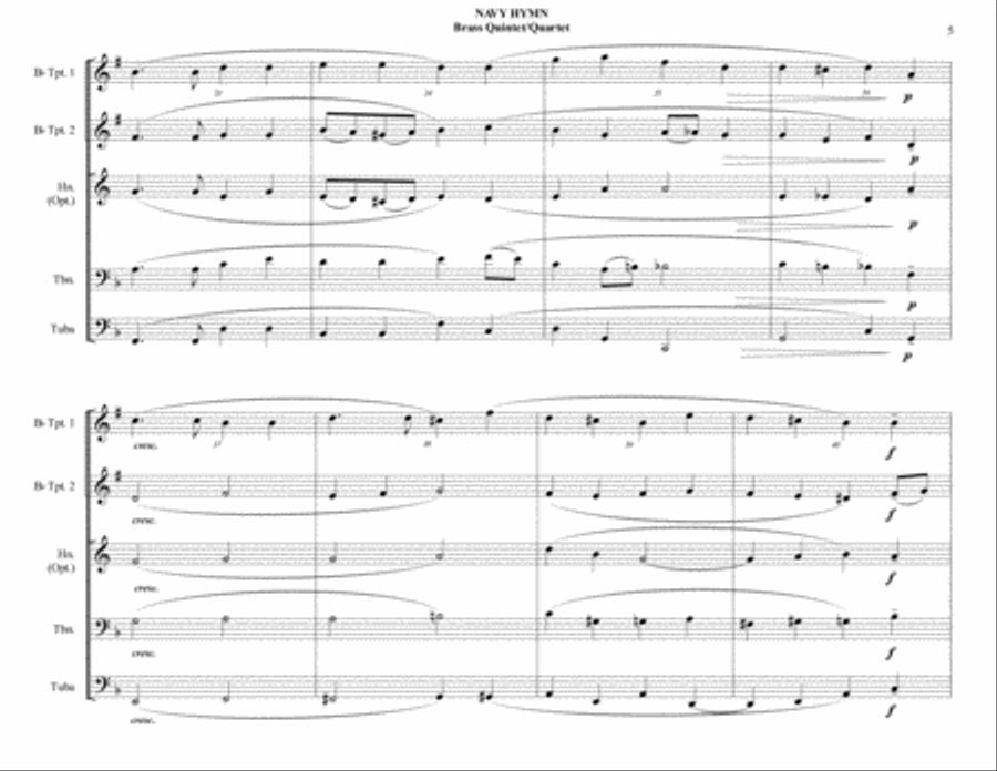 Navy Hymn (Eternal Father, Strong to Save) - Brass Quintet/Quartet Brass Quintet scores gallery preview page 5