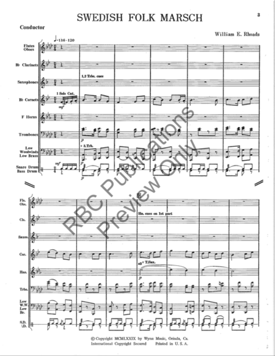 Swedish Folk Marsch (Score) Concert Band scores gallery preview page 4