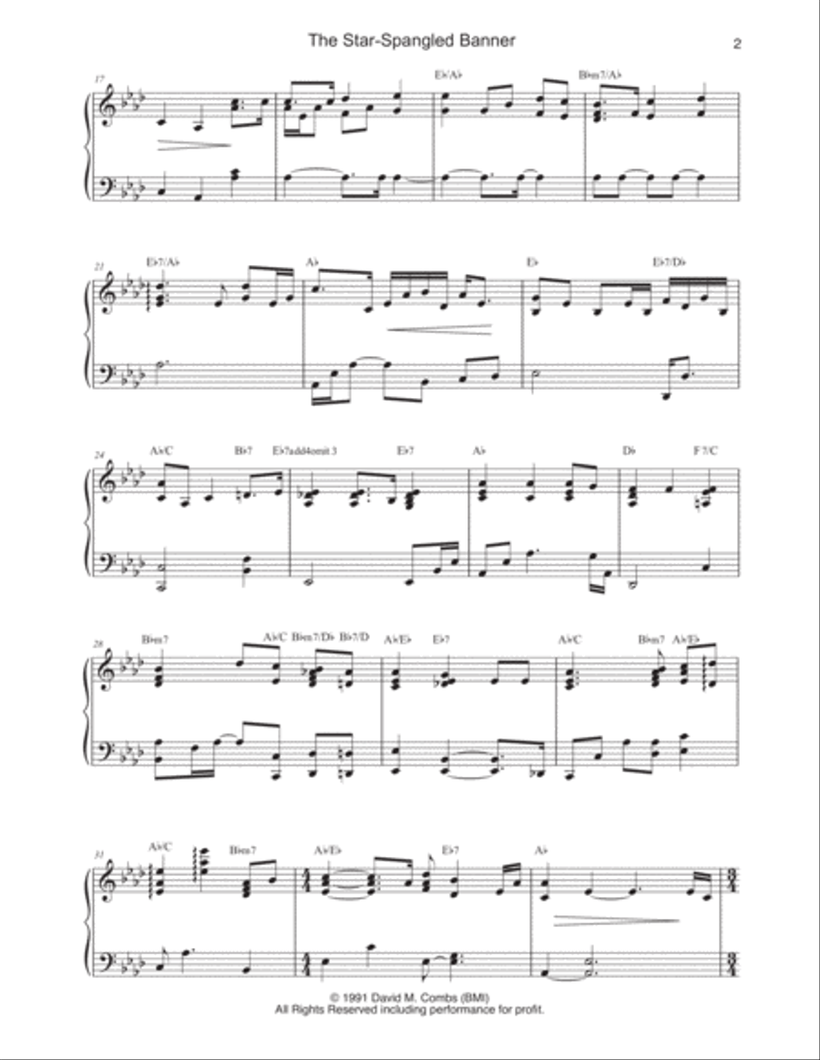 The Star-Spangled Banner Piano Solo scores gallery preview page 2