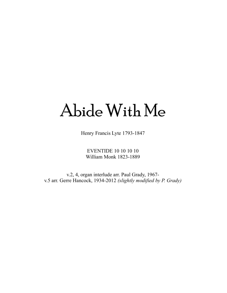 Abide With Me (SATB + Descant, with Organ) 4-Part scores gallery preview page 1