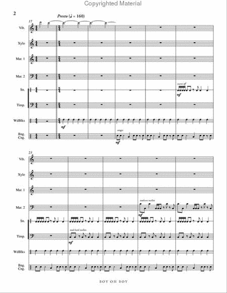 Boy, Oh Boy Percussion Ensemble scores gallery preview page 3