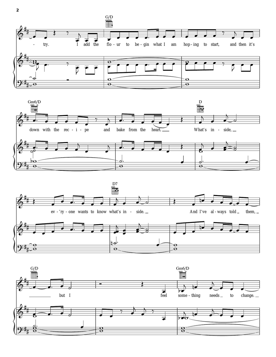What's Inside (from Waitress The Musical) Piano, Vocal, Guitar scores gallery preview page 2