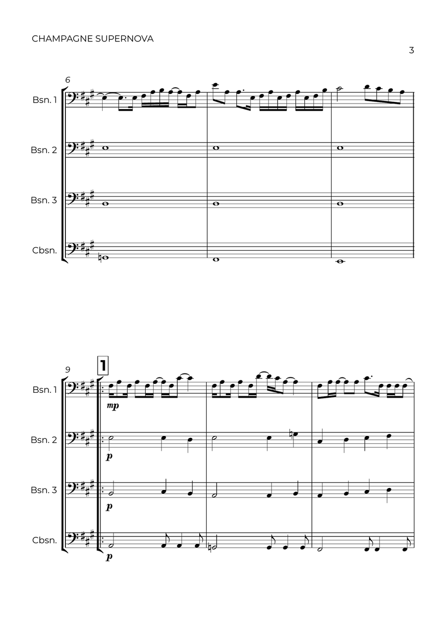 Champagne Supernova Bassoon Quartet scores gallery preview page 3