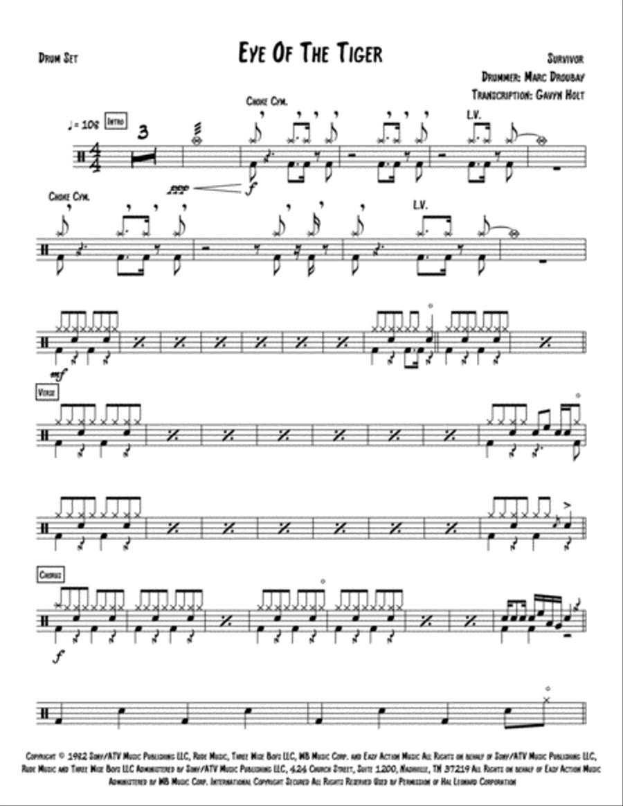 Eye Of The Tiger Drum Set scores gallery preview page 1