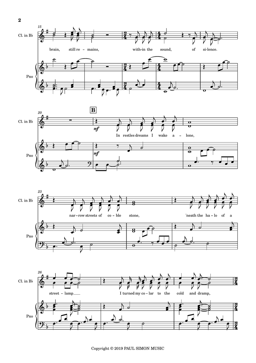 The Sound Of Silence B-Flat Clarinet scores gallery preview page 3