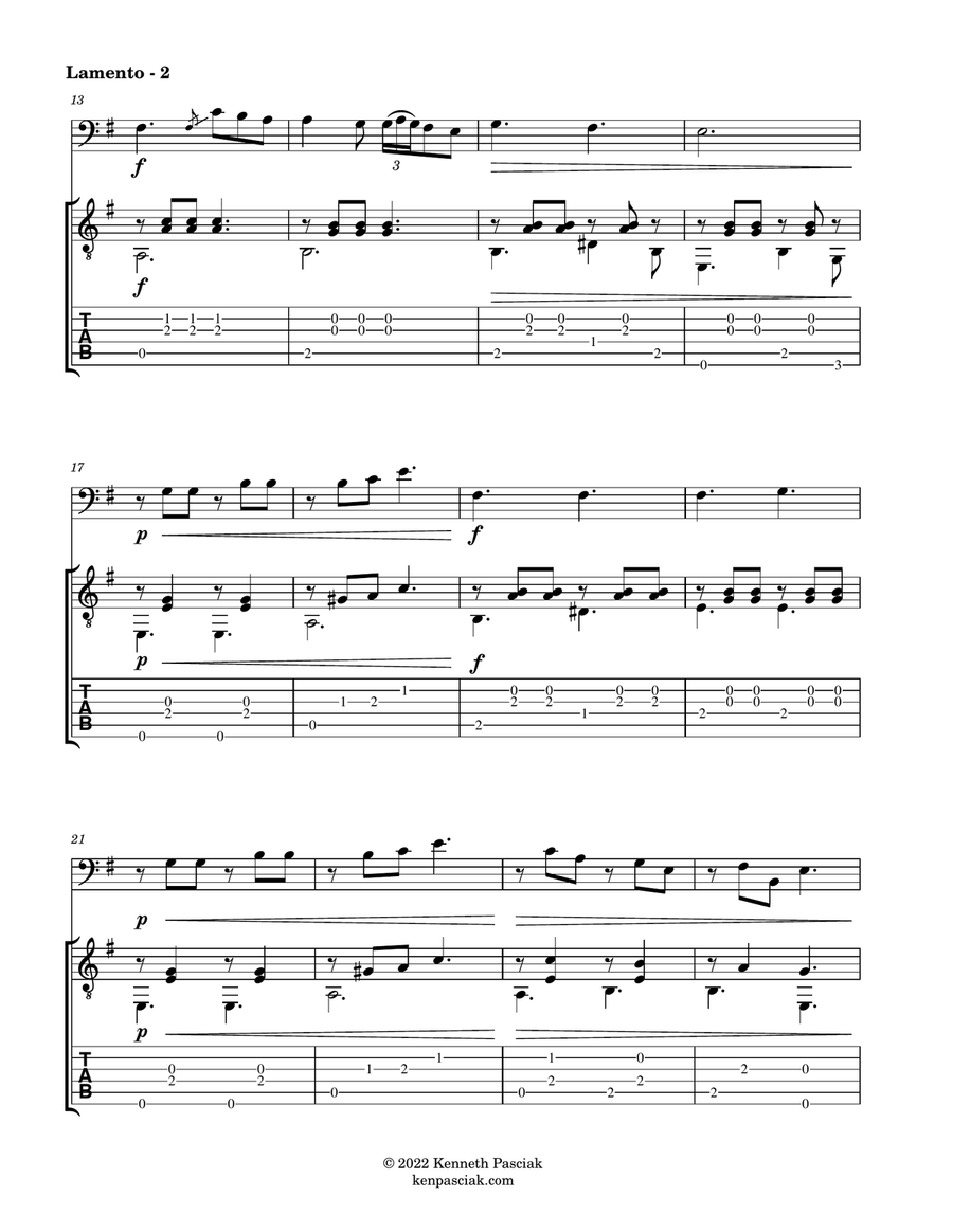 Lamento (for Cello and Guitar) String Duet scores gallery preview page 4
