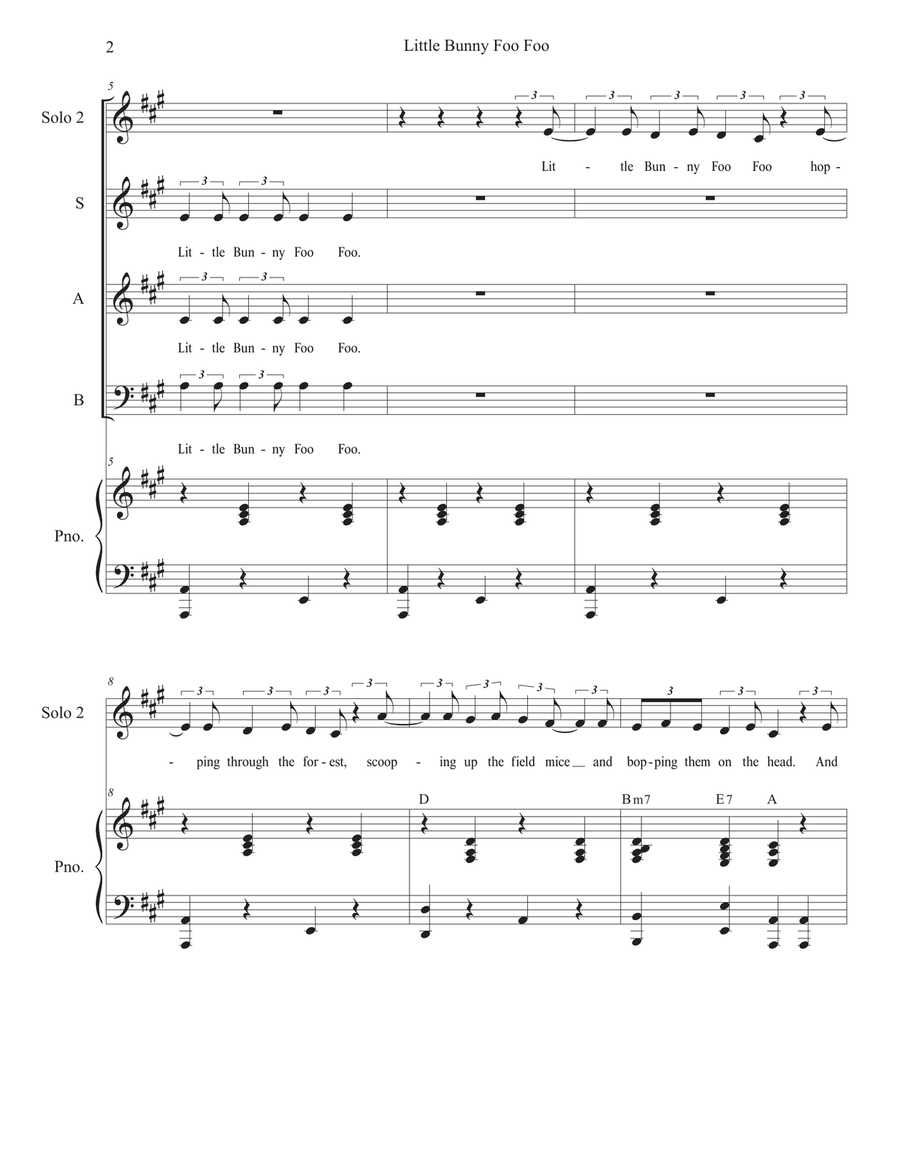 Little Bunny Foo Foo (Vocal Trio - (SAB) 3-Part scores gallery preview page 2