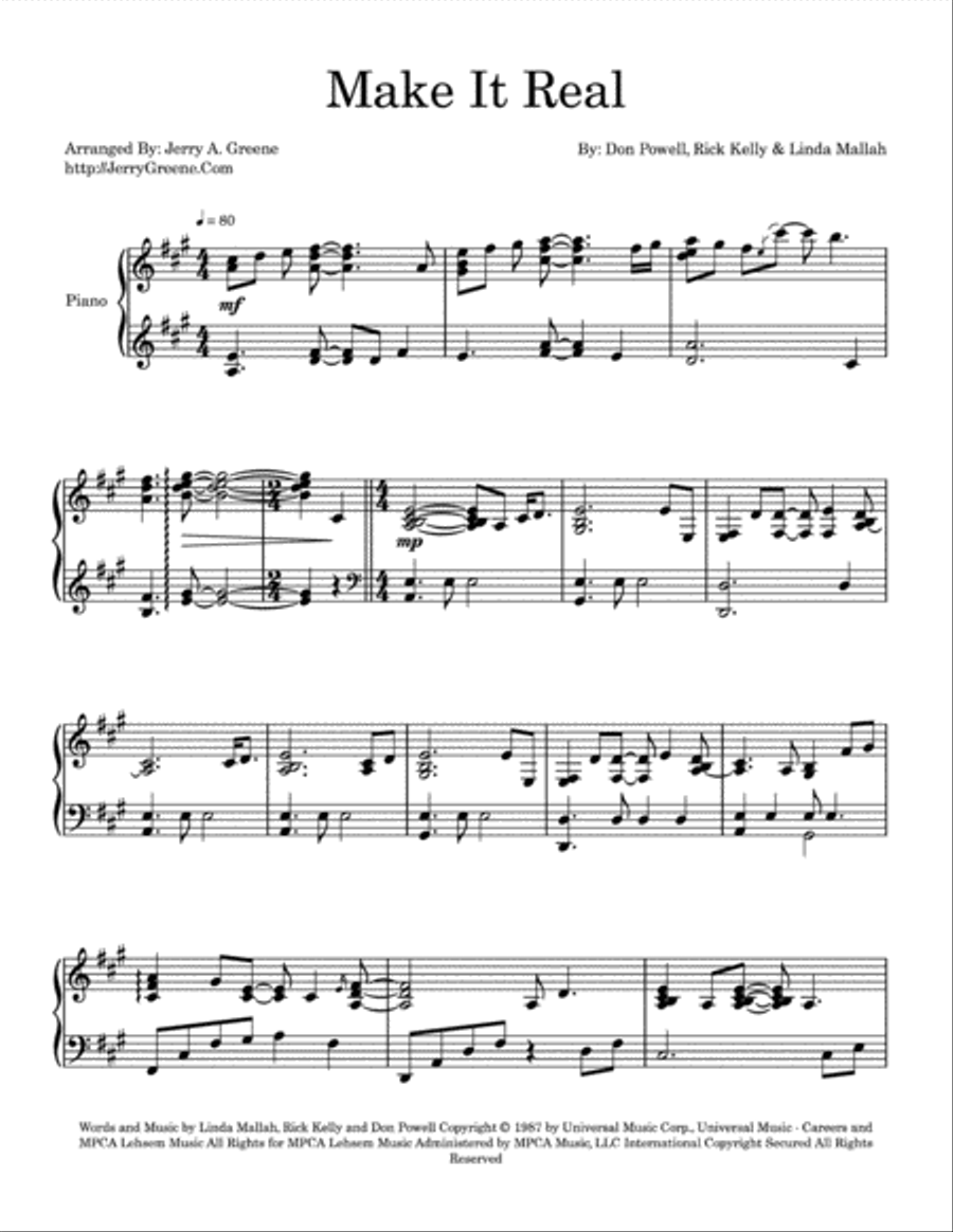 Make It Real Piano Solo scores gallery preview page 2