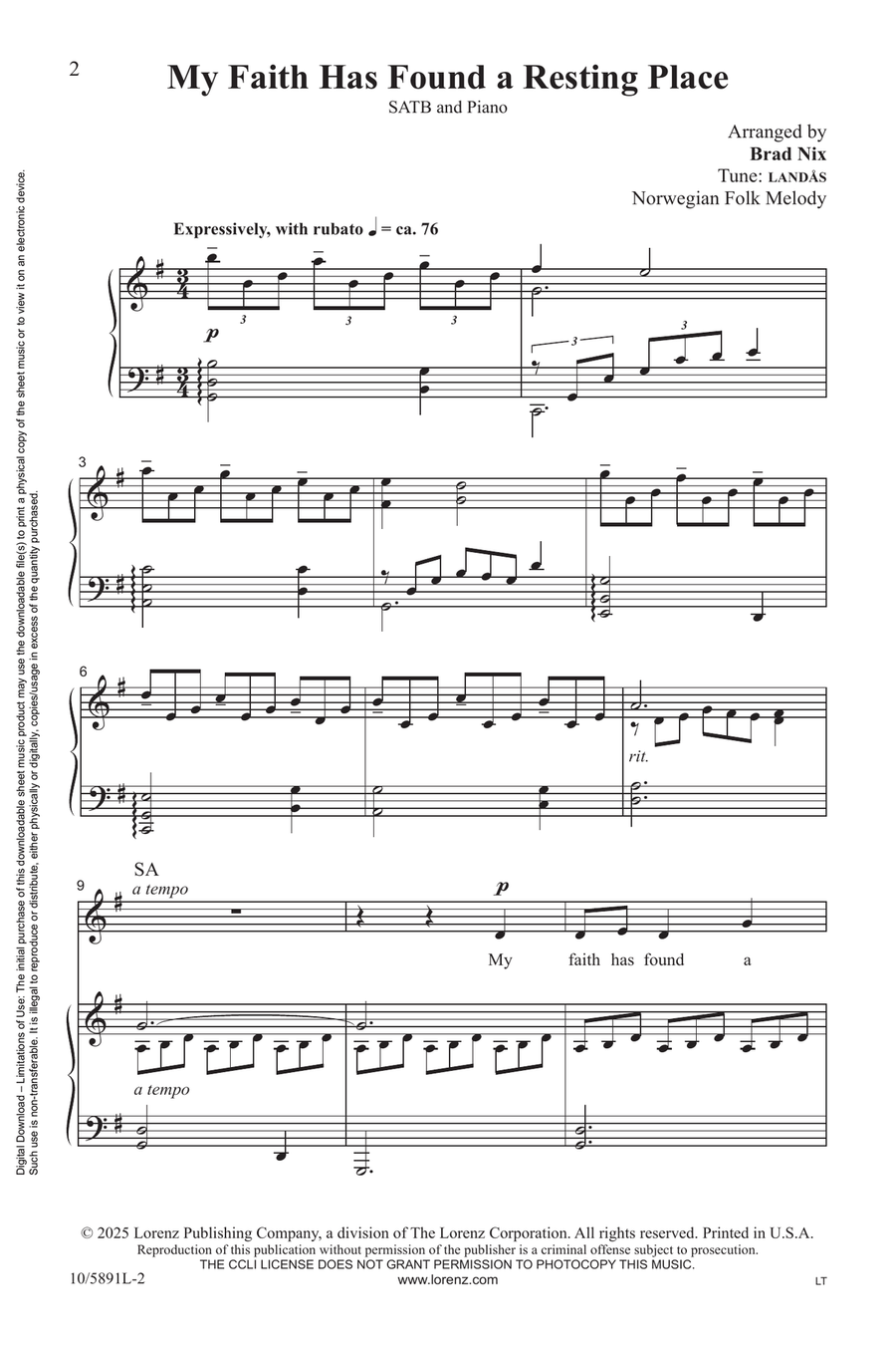 My Faith Has Found a Resting Place Choir scores gallery preview page 2