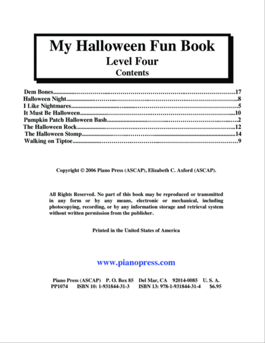 My Halloween Fun Book Level Four Piano Method scores gallery preview page 2