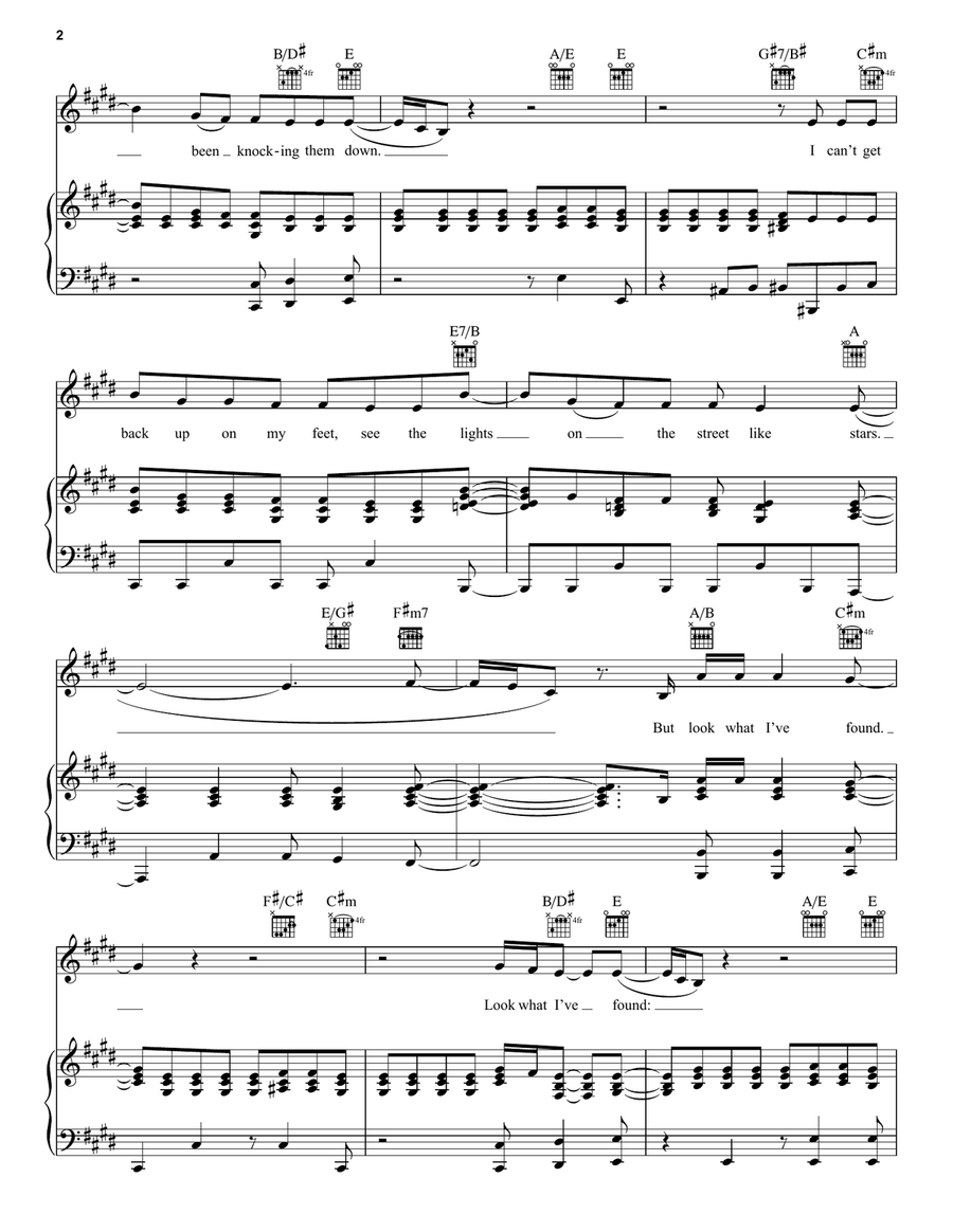 Look What I Found (from A Star Is Born) Piano, Vocal, Guitar scores gallery preview page 2