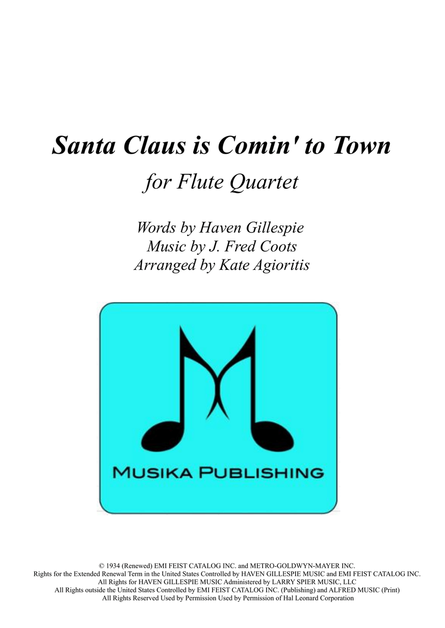 Santa Claus Is Comin' To Town Flute Quartet scores gallery preview page 3