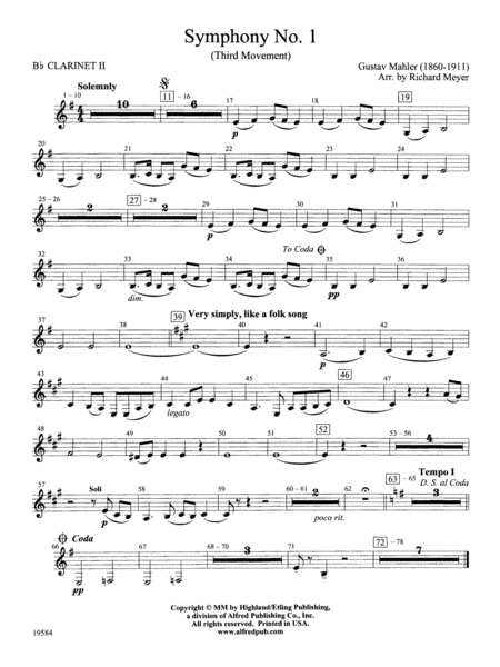 Symphony No. 1, 3rd Movement: 2nd B-flat Clarinet
