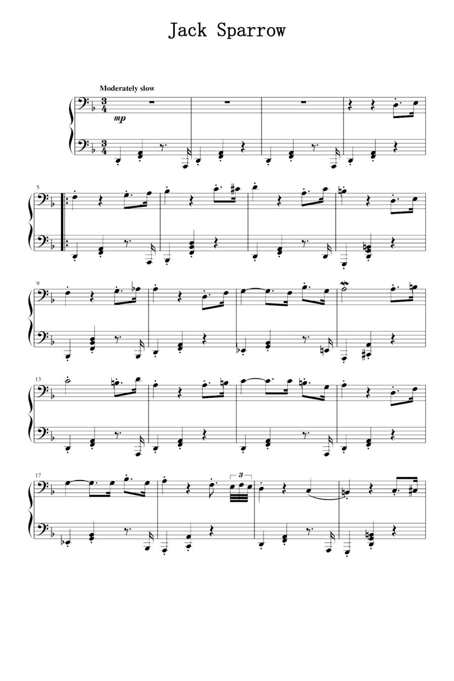 Jack Sparrow Jack Sparrow Piano Solo scores gallery preview page 1