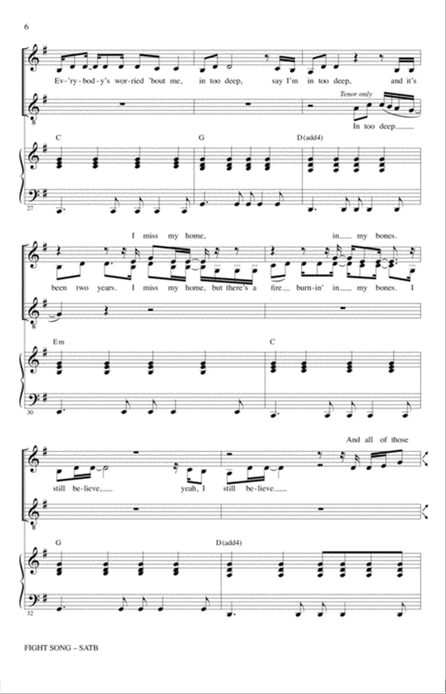 Fight Song (arr. Roger Emerson) 4-Part scores gallery preview page 5