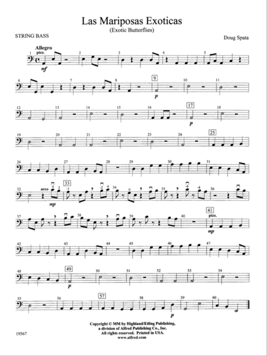 Las Mariposas Exoticas: String Bass String Orchestra scores gallery preview page 1
