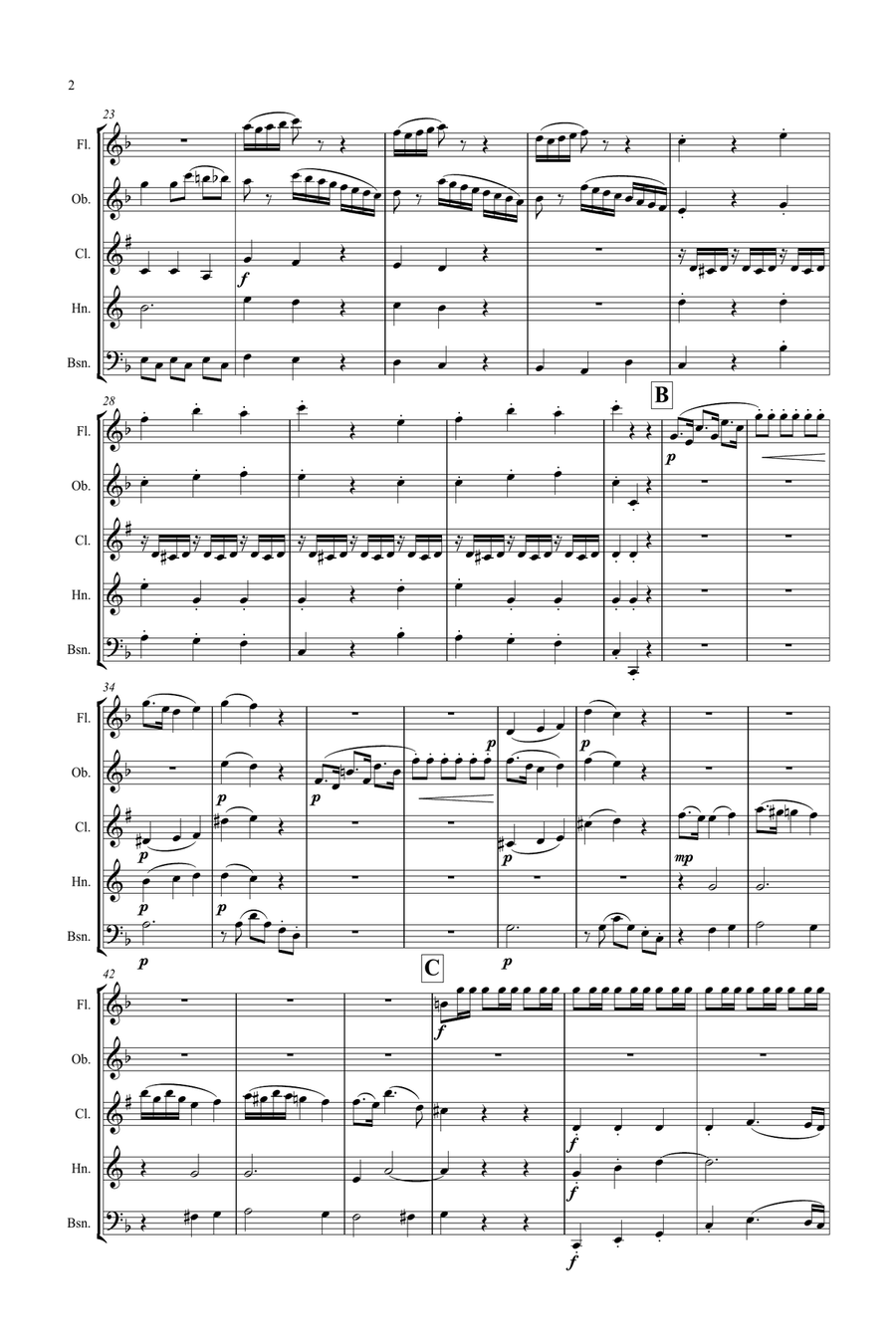 Mozart: Piano Sonata No.19 K547a - wind quintet Woodwind Quintet scores gallery preview page 2