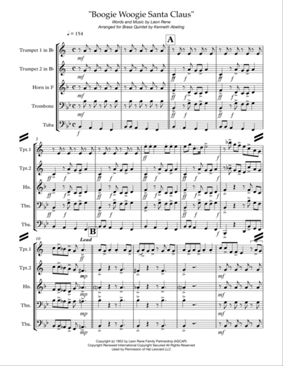 Boogie Woogie Santa Claus Brass Ensemble scores gallery preview page 2