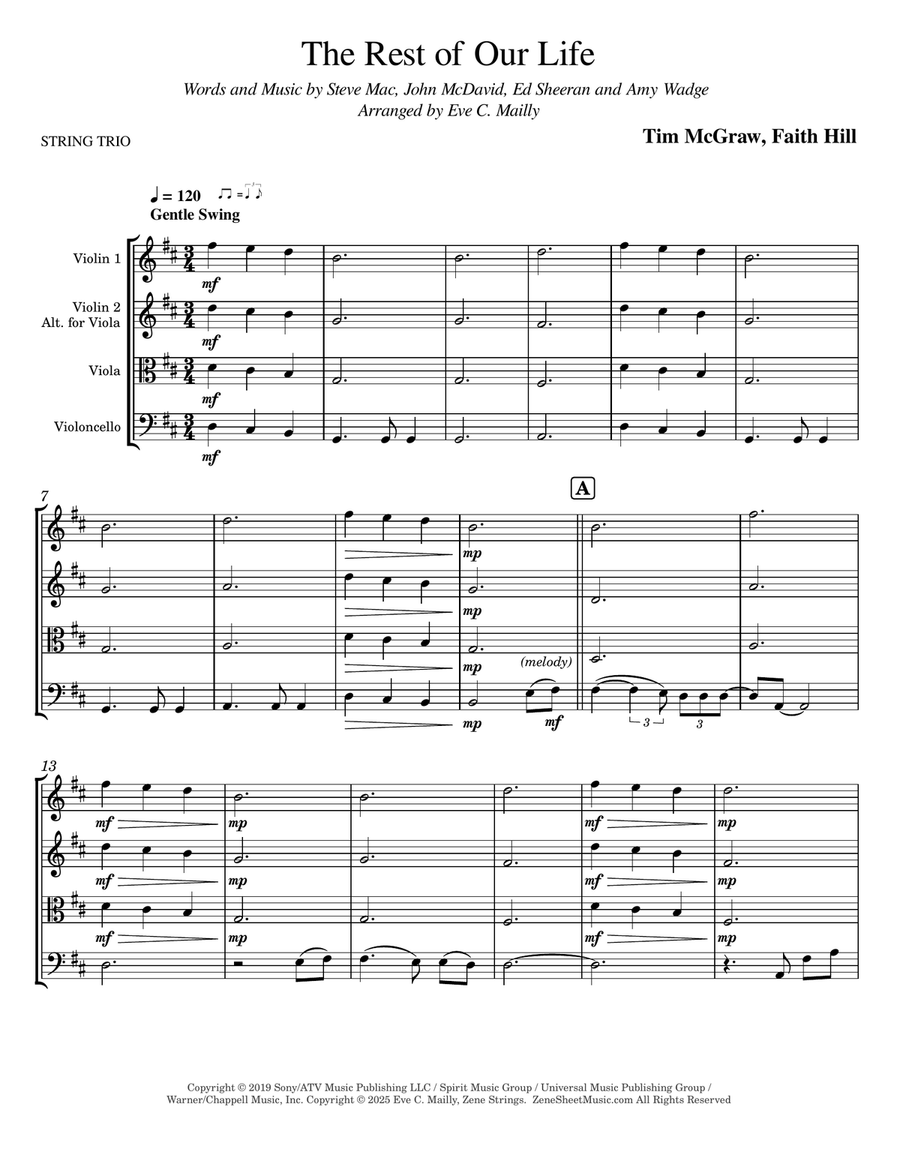 The Rest Of Our Life String Trio scores gallery preview page 1