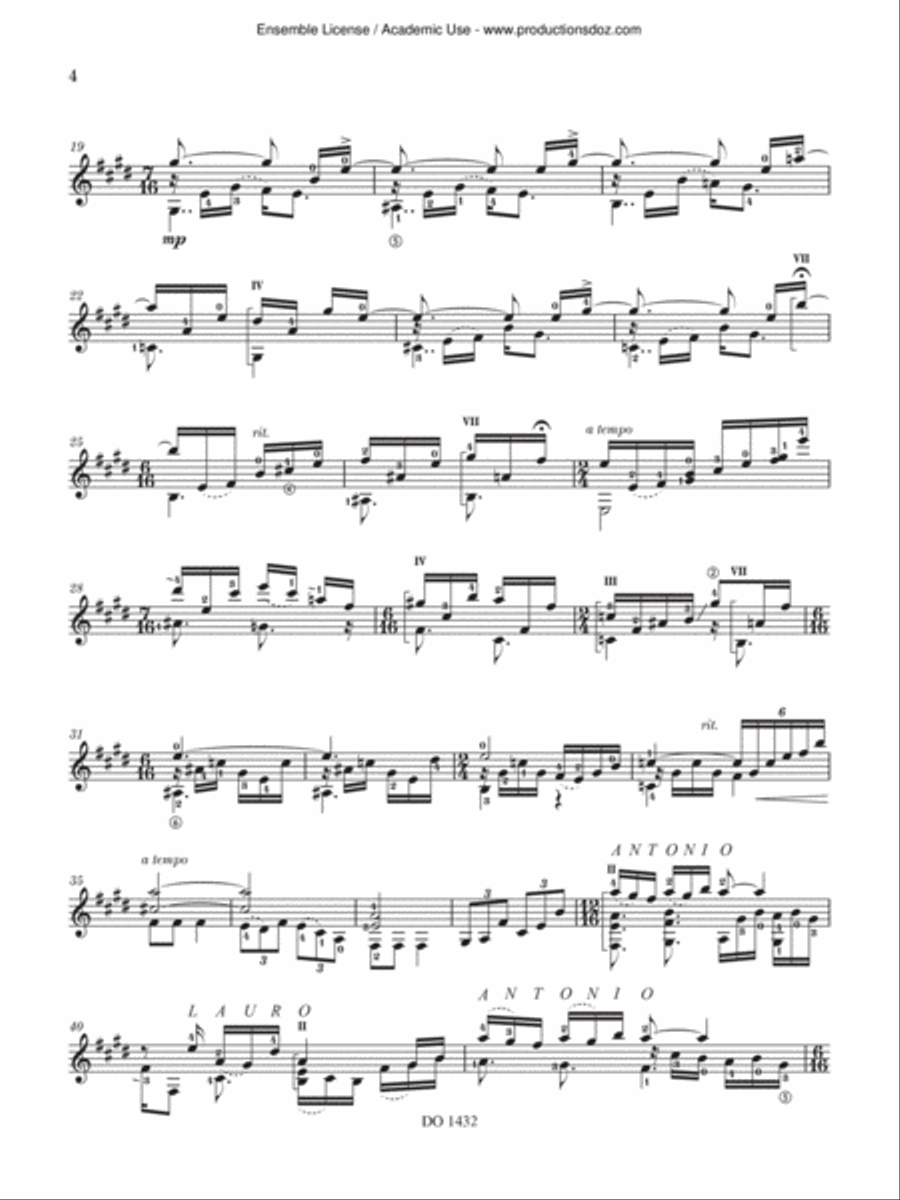 Lauro's Portrait Lauro's Portrait Classical Guitar scores gallery preview page 4