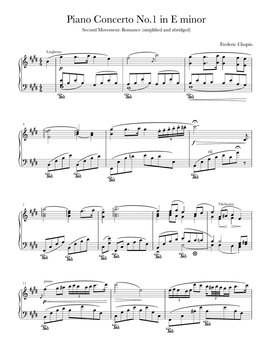 Chopin Piano Concerto no. 1 second movement excerpt Piano Method scores gallery preview page 1