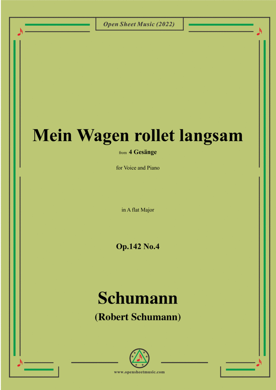 Schumann-Mein Wagen rollet langsam,in A flat Major,Op.142 No.4 Voice scores gallery preview page 1