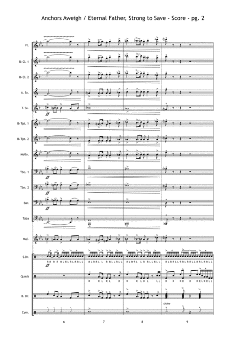 Anchors Aweigh / Eternal Father, Strong to Save Marching Band scores gallery preview page 3