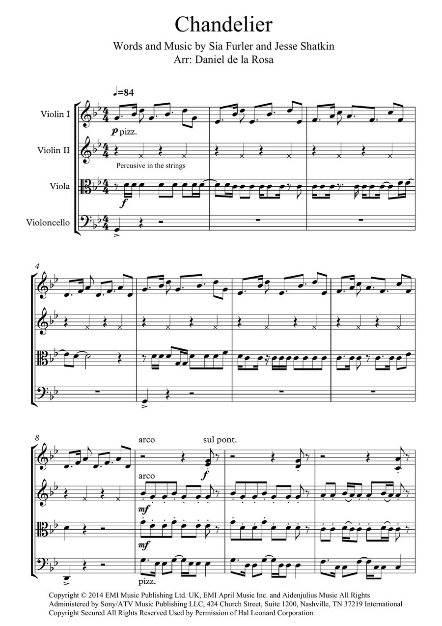 Chandelier String Quartet scores gallery preview page 1