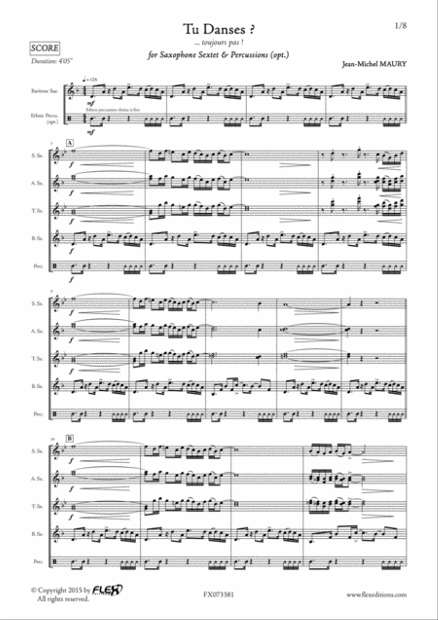 Tu Danses ? Tu Danses ? Tenor Saxophone scores gallery preview page 2