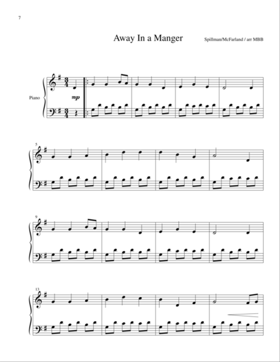 Away in a Manger, A Minimalist Carol arrangement Piano Solo scores gallery preview page 1
