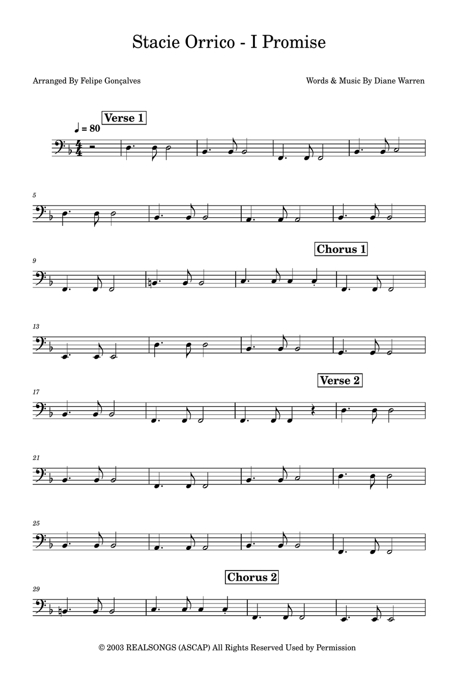I Promise Bass Guitar scores gallery preview page 1