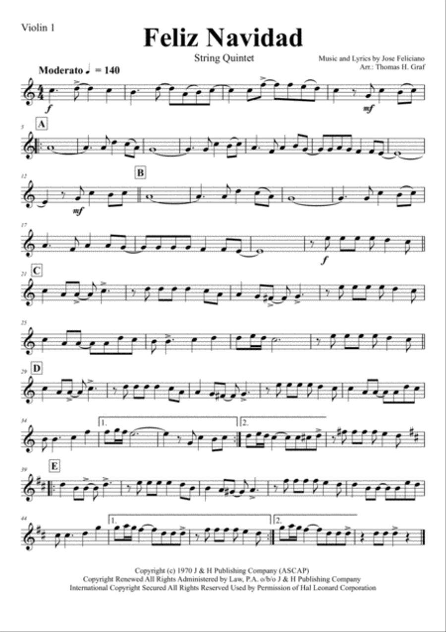 Feliz Navidad String Quartet scores gallery preview page 4