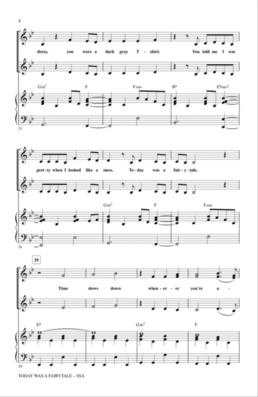 Today Was A Fairytale SSA scores gallery preview page 3