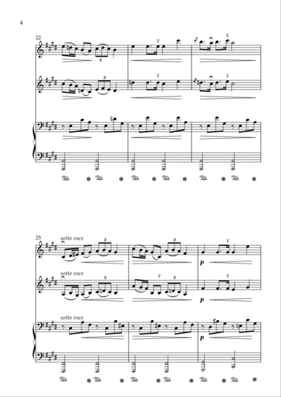 Nocturne in C#min (Op. post, No. 20) - arr. for 2 Violins and Piano (